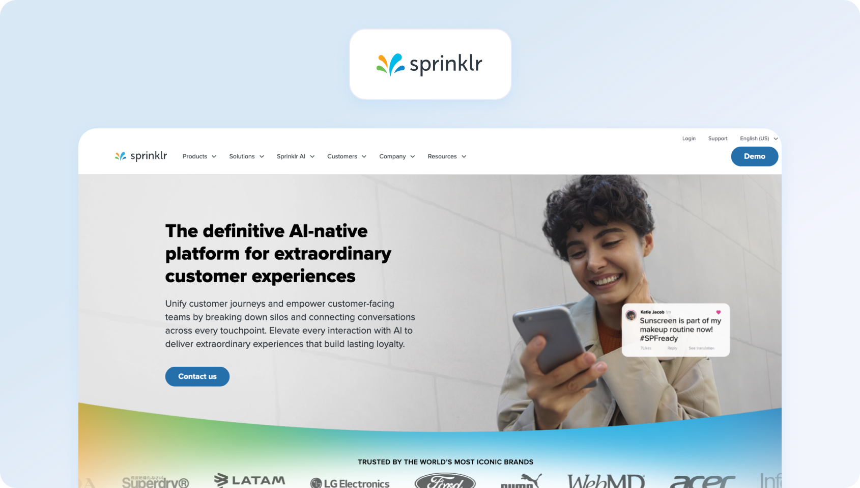 Sprinklr Service homepage