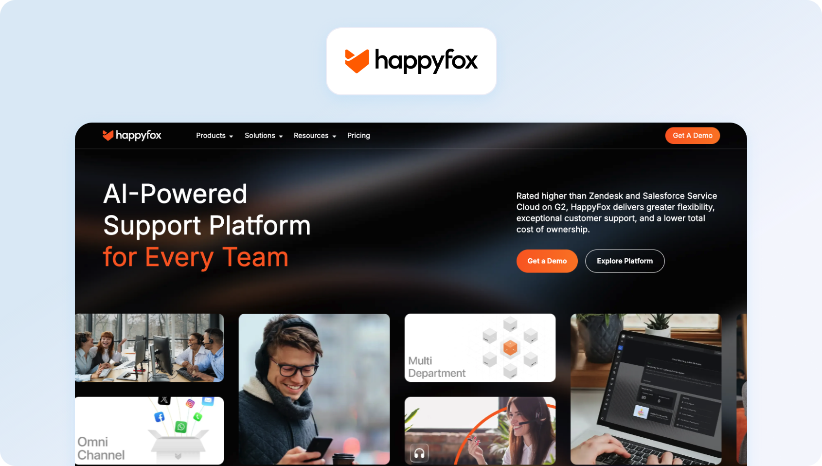 HappyFox homepage
