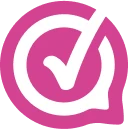 A pink circle with a white checkmark in it.