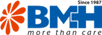 B M H logo with orange flower-like design and text 'more than care' and 'Since 1987'.