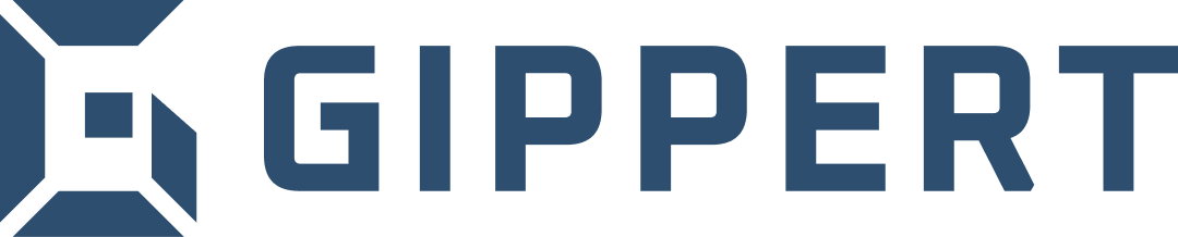 Logo von GIPPERT mit einem stilisierten quadratischen Symbol links vom Firmennamen.