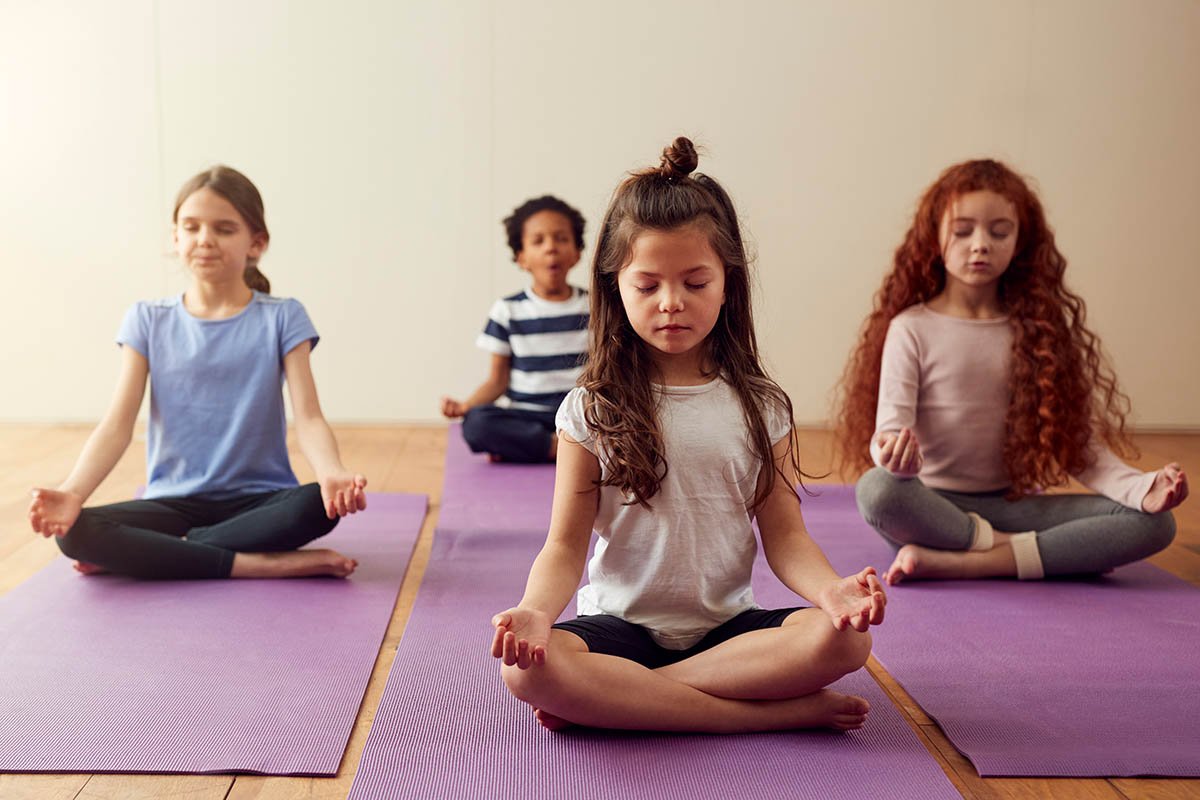 kids practicing breathing exercises