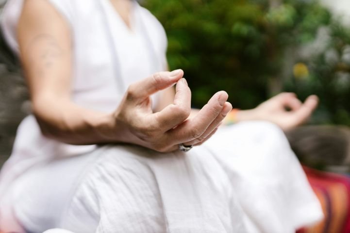 Woman's hands in the chin mudra.