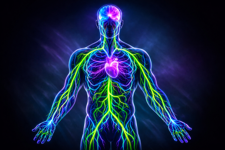 Glowing nervous system depiction.