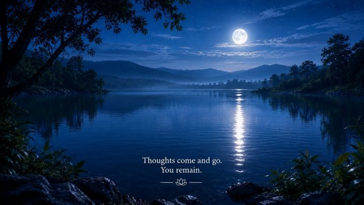 Moon reflecting on a lake.
