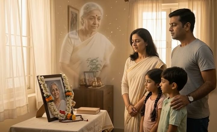 A spirit watches over family members.