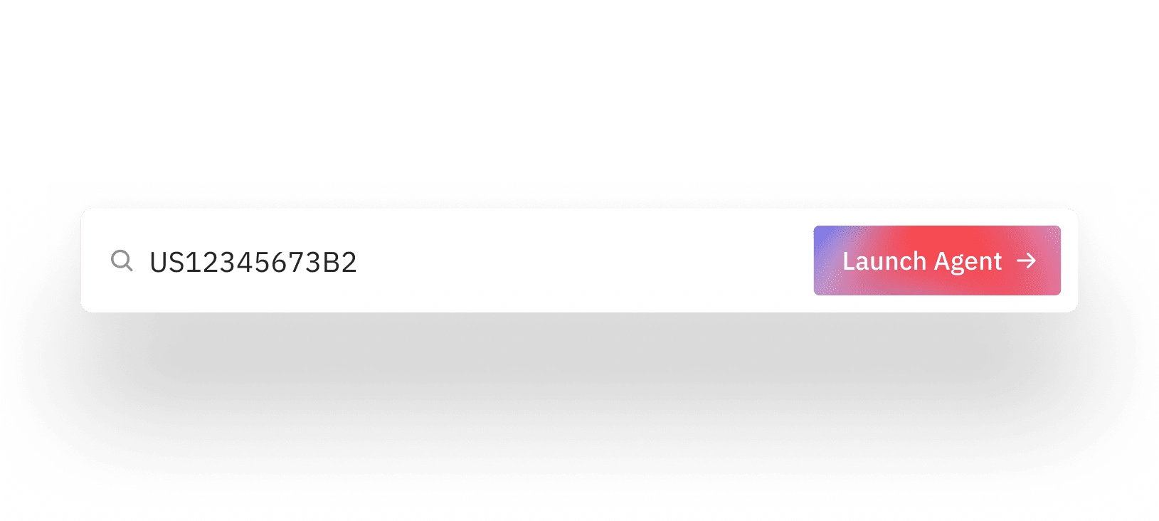 Search bar displaying a patent number and a button labeled Launch Agent with an arrow.