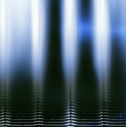 Abstract vertical blue and black streaks with a horizontal ripple pattern at the bottom.