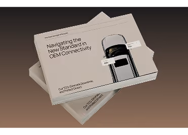 Brochure cover titled 'Navigating the New Standard in OEM Connectivity'