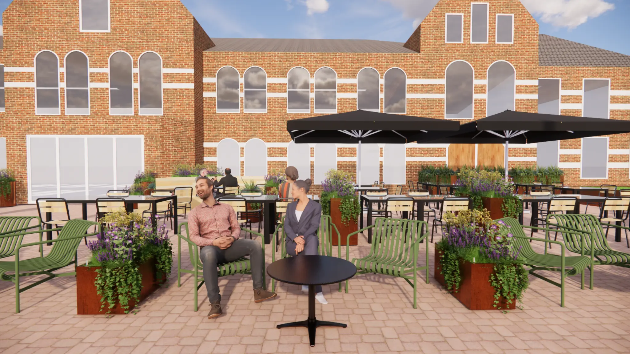 Groen terras van Conscious Hotel Westerpark en Bar Kantoor