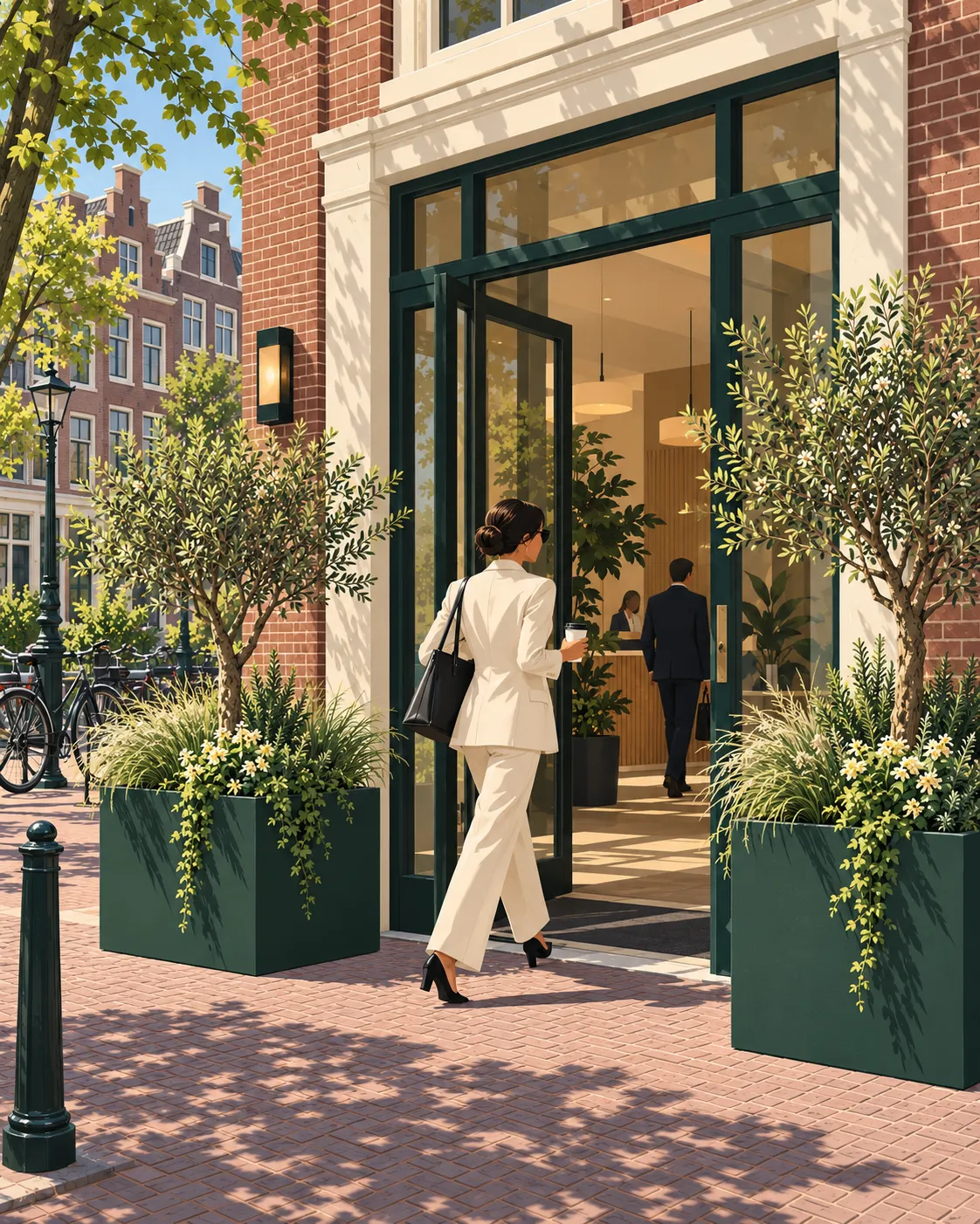Groene entree van een kantoor, winkel of sportclub