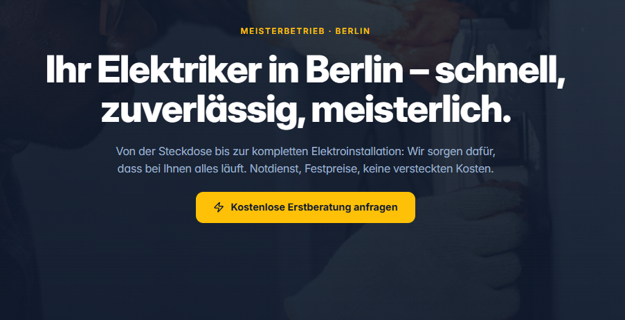 Screenshot der von Anasphere erstellten Website für Elektro Berber Berlin