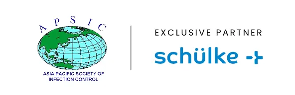 Asia Pacific Society of Infection Control logo with text 'Exclusive Partner schülke'.