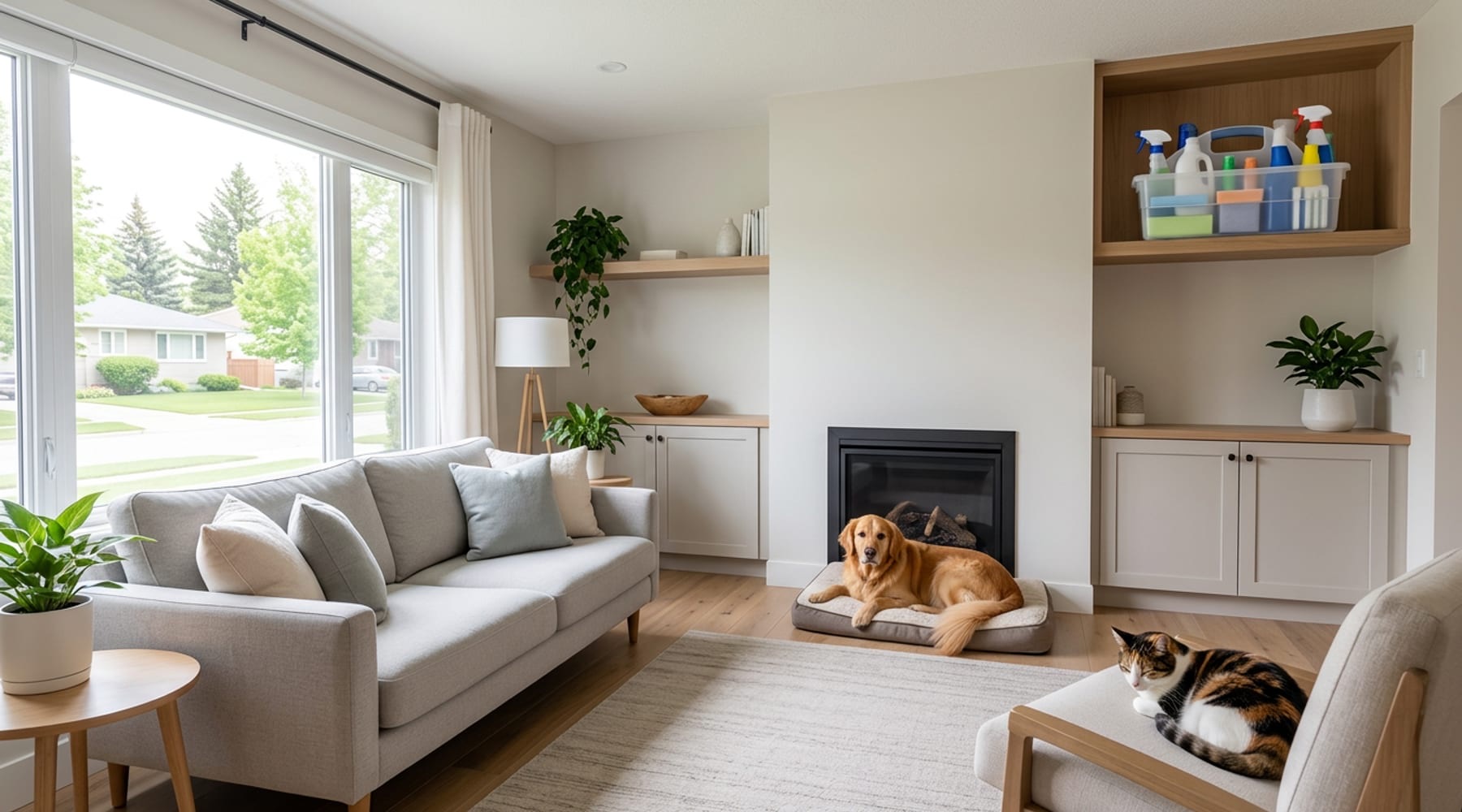 Image of a clean home with pets