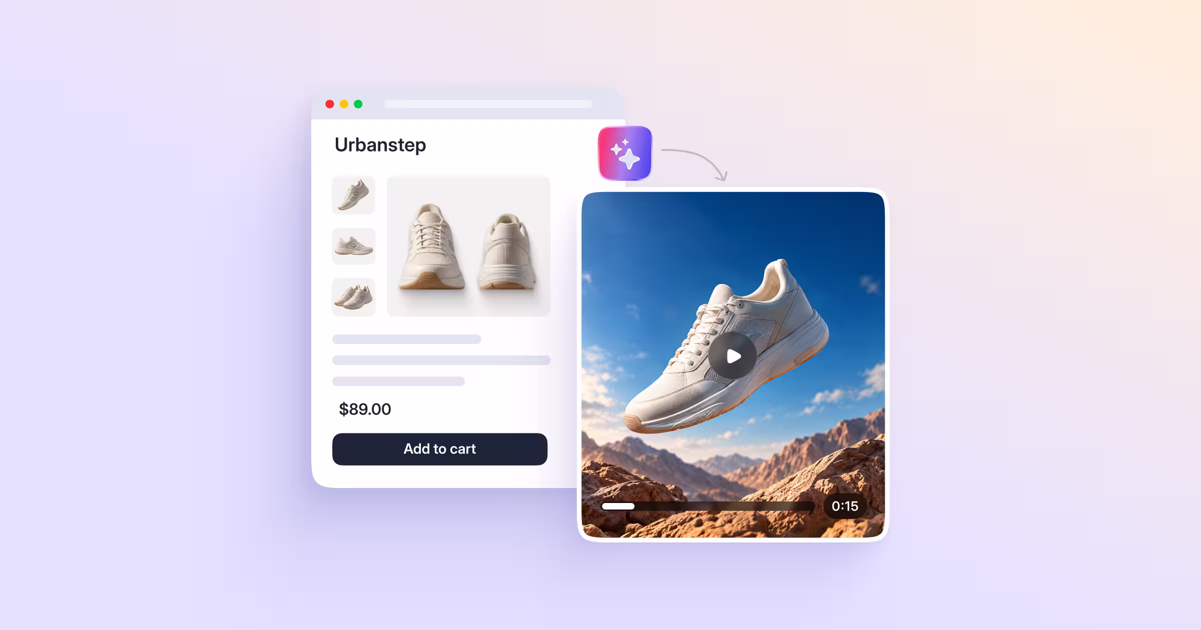 CreativeAI is an AI video ad generator: paste a product page URL and get a finished video ad, image ads, and Studio edits. No filming.
