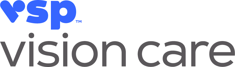 VSP Vision Care logo with 'vsp' in blue uppercase letters and 'vision care' in black lowercase letters.