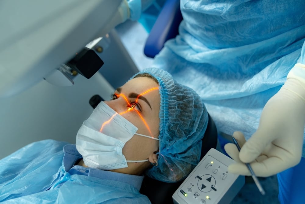 Patient undergoing laser vision correction surgery