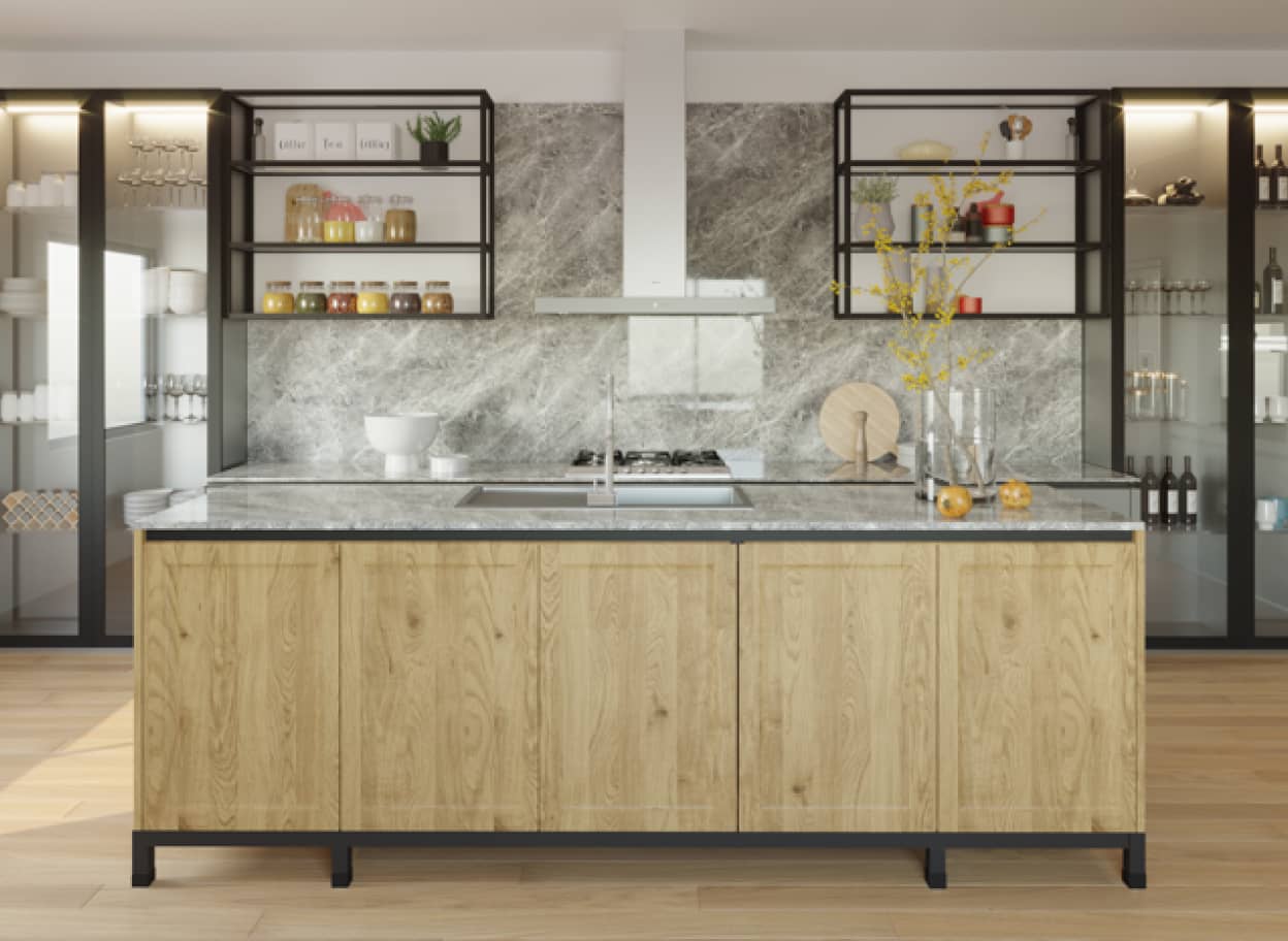 Modern Oak Kitchen Island Element Design