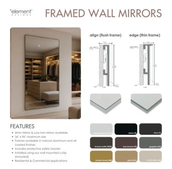 Framed Wall Mirrors Spec Sheet