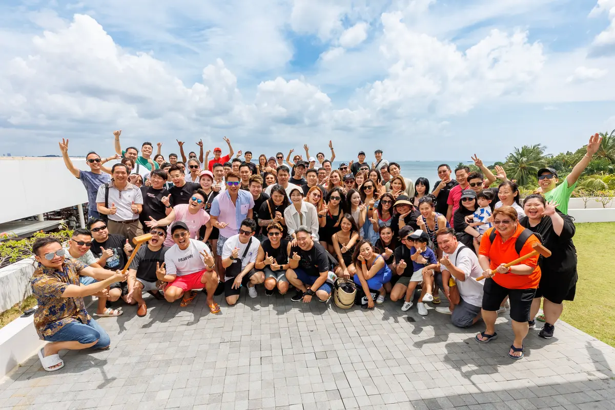 The SRI team together at a company retreat