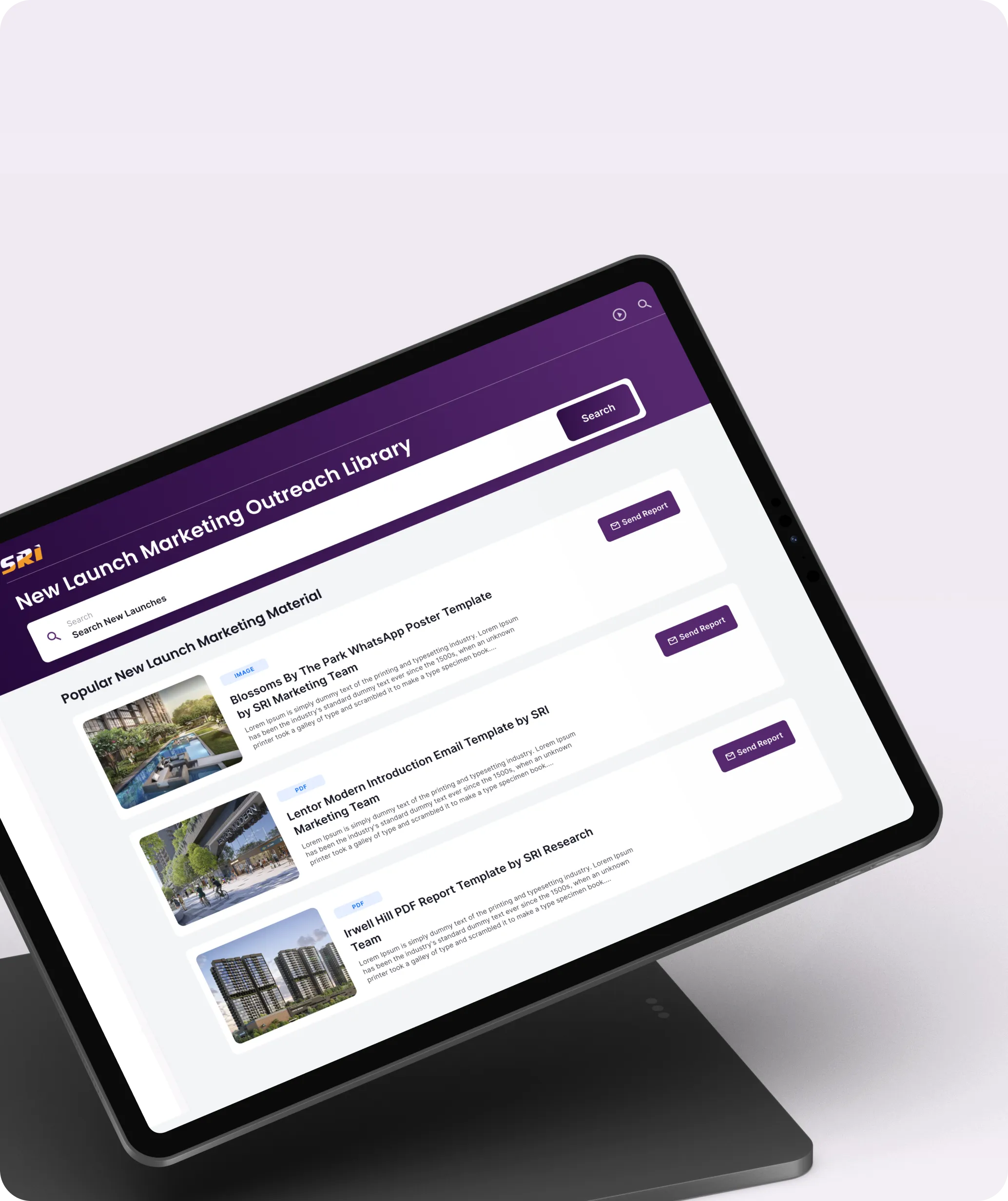 Client and property management tools on screen