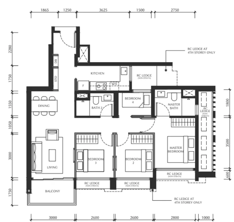 The Serra Residences 4 Bedroom floor plan