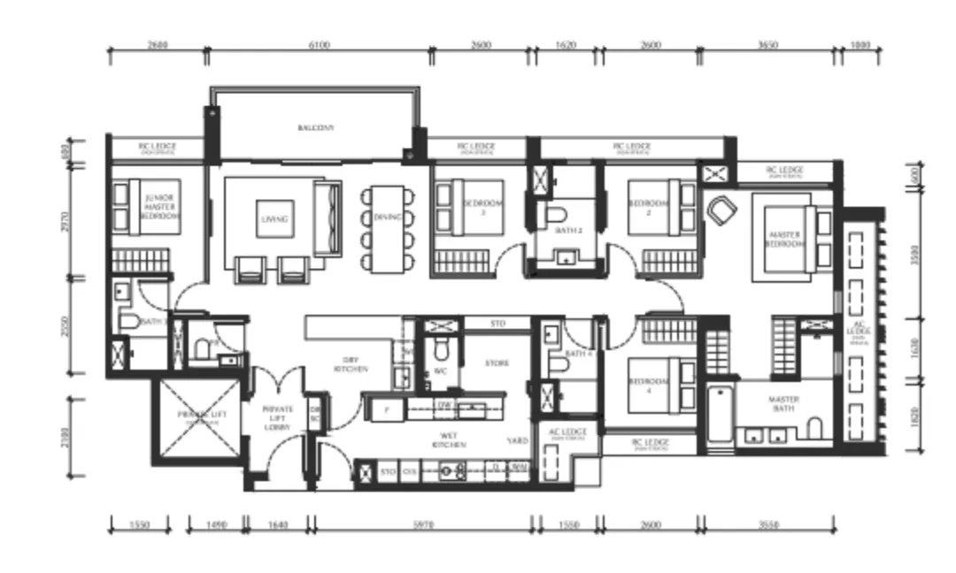 The Serra Residences 5 Bedroom floor plan