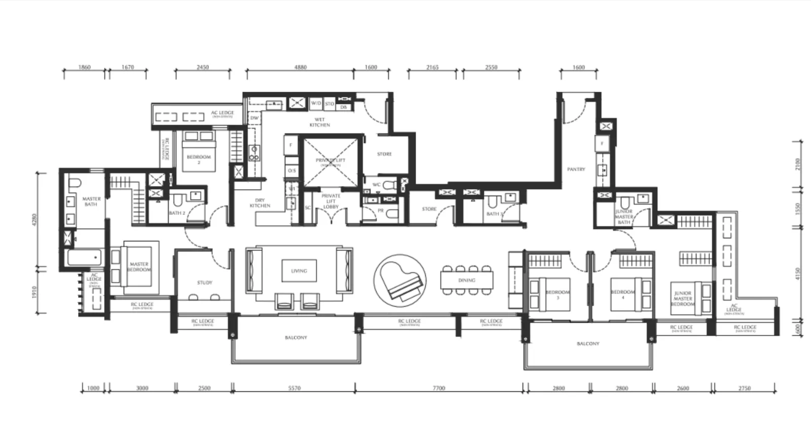 The Serra Residences Penthouse floor plan