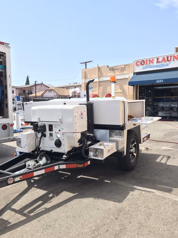 Professional rooter service truck for drain cleaning in Los Angeles CA