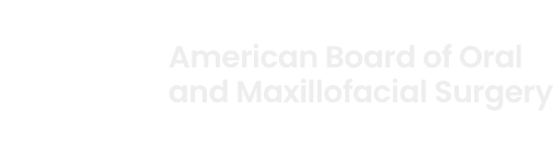 Seal with caduceus and laurel branches beside text reading American Board of Oral and Maxillofacial Surgery.