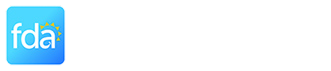 Blue square icon with lowercase white letters 'fda' and three yellow stars.