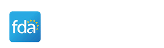 FDA logo with white lowercase letters on a blue background.