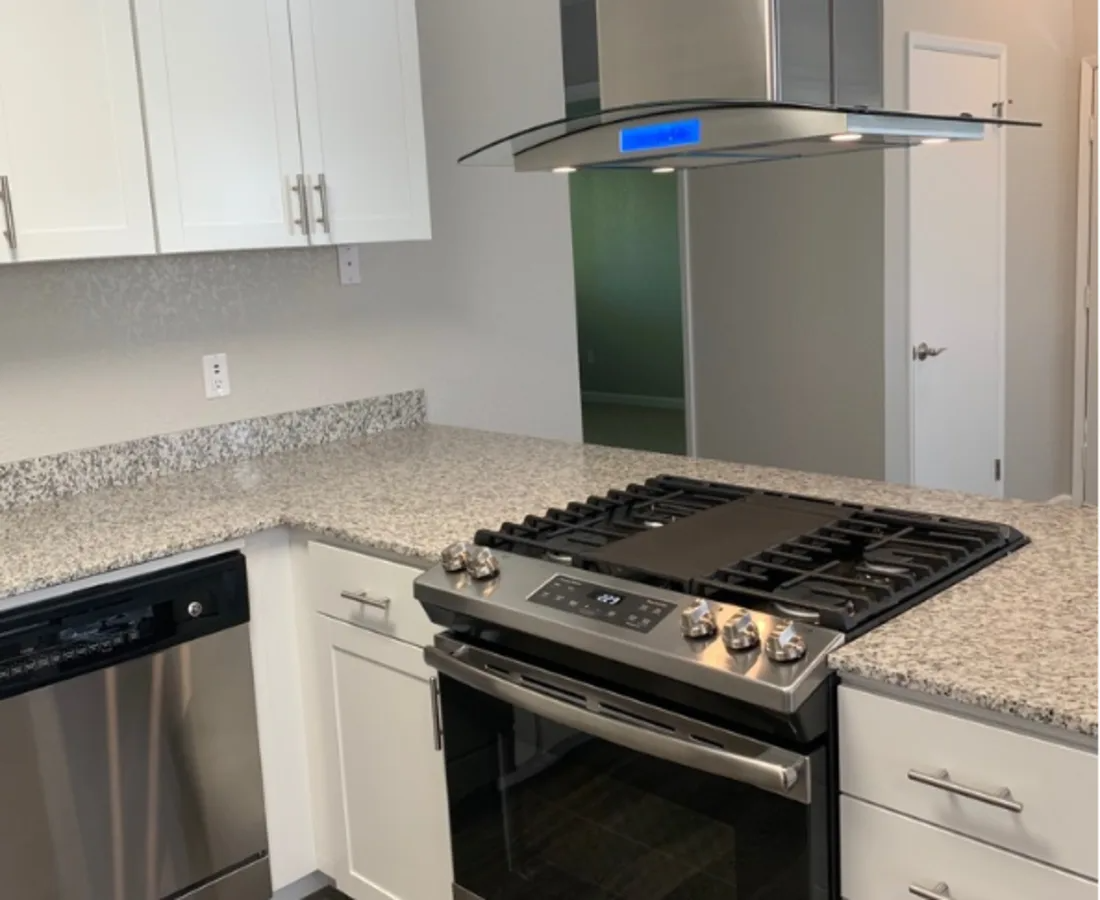 Kitchen with white cabinets