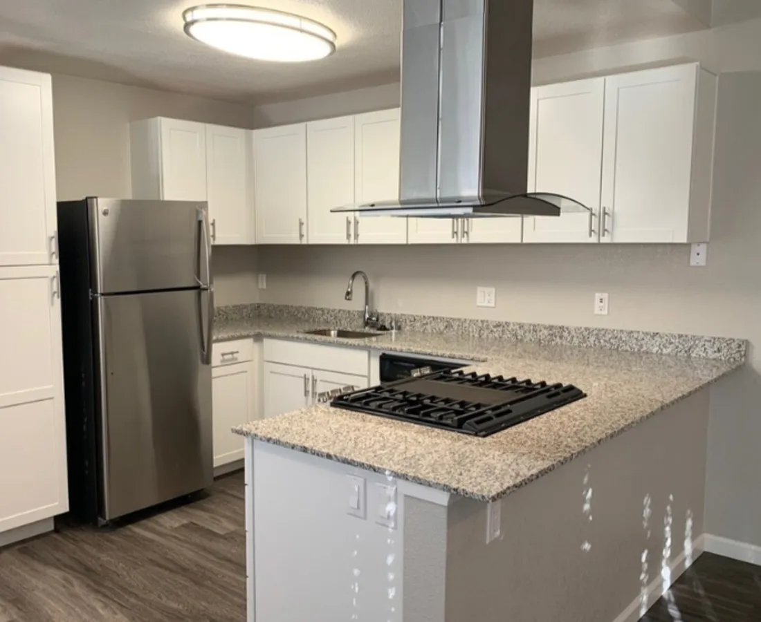 Kitchen with white cabinets