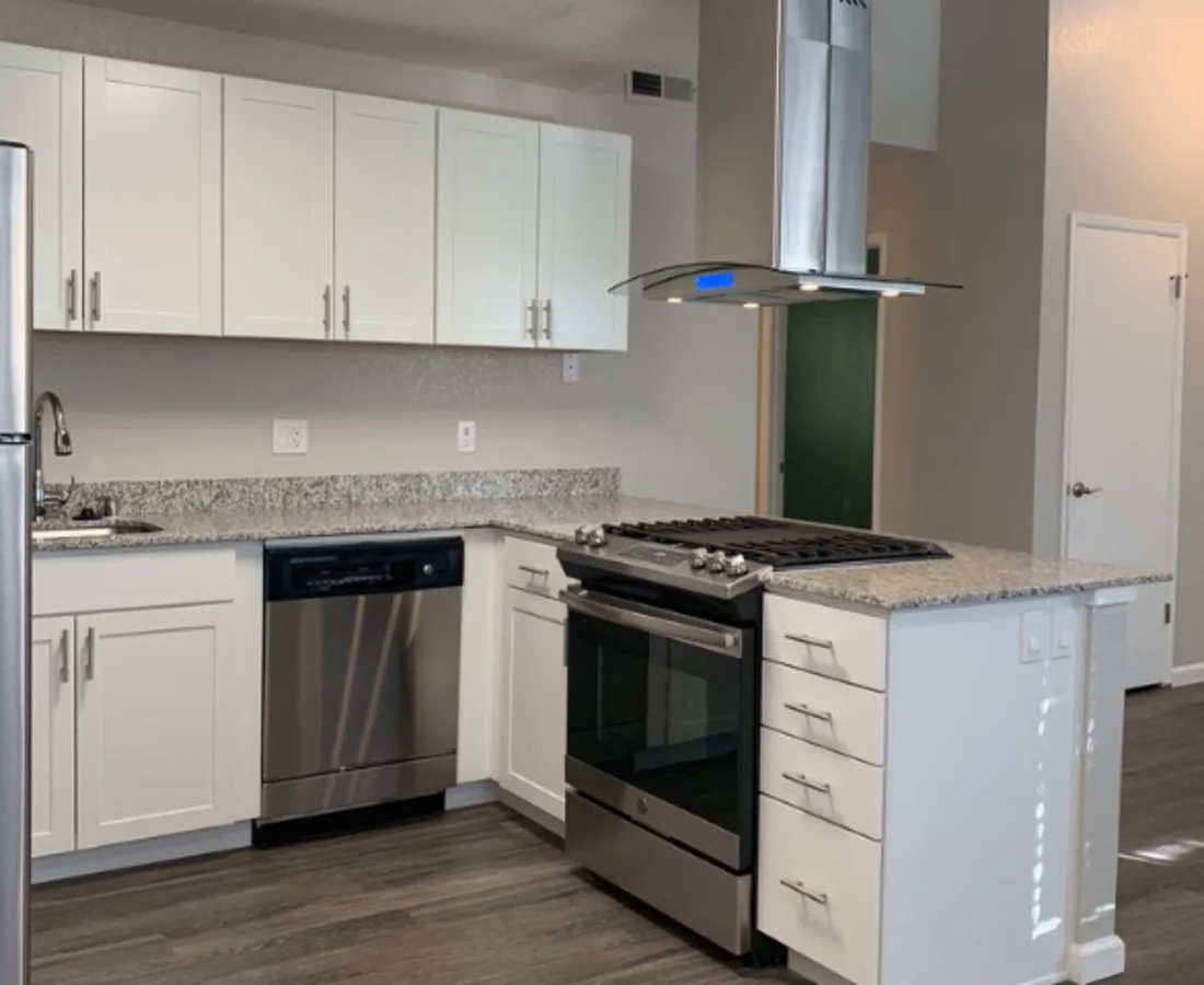 Kitchen with white cabinets