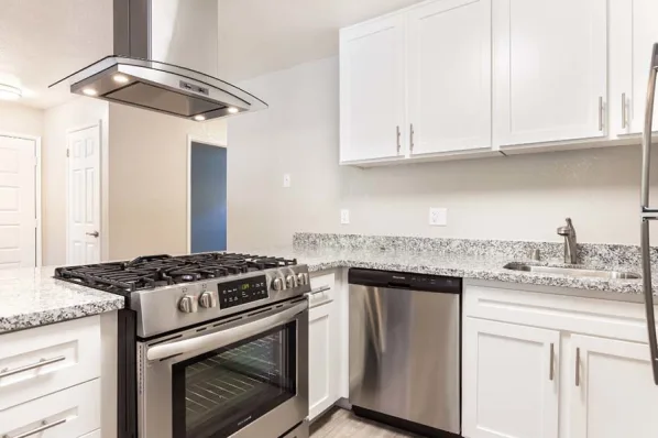 Kitchen with white cabinets