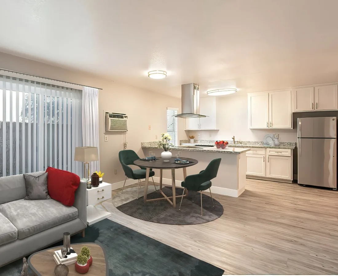 Living room with eating and decor