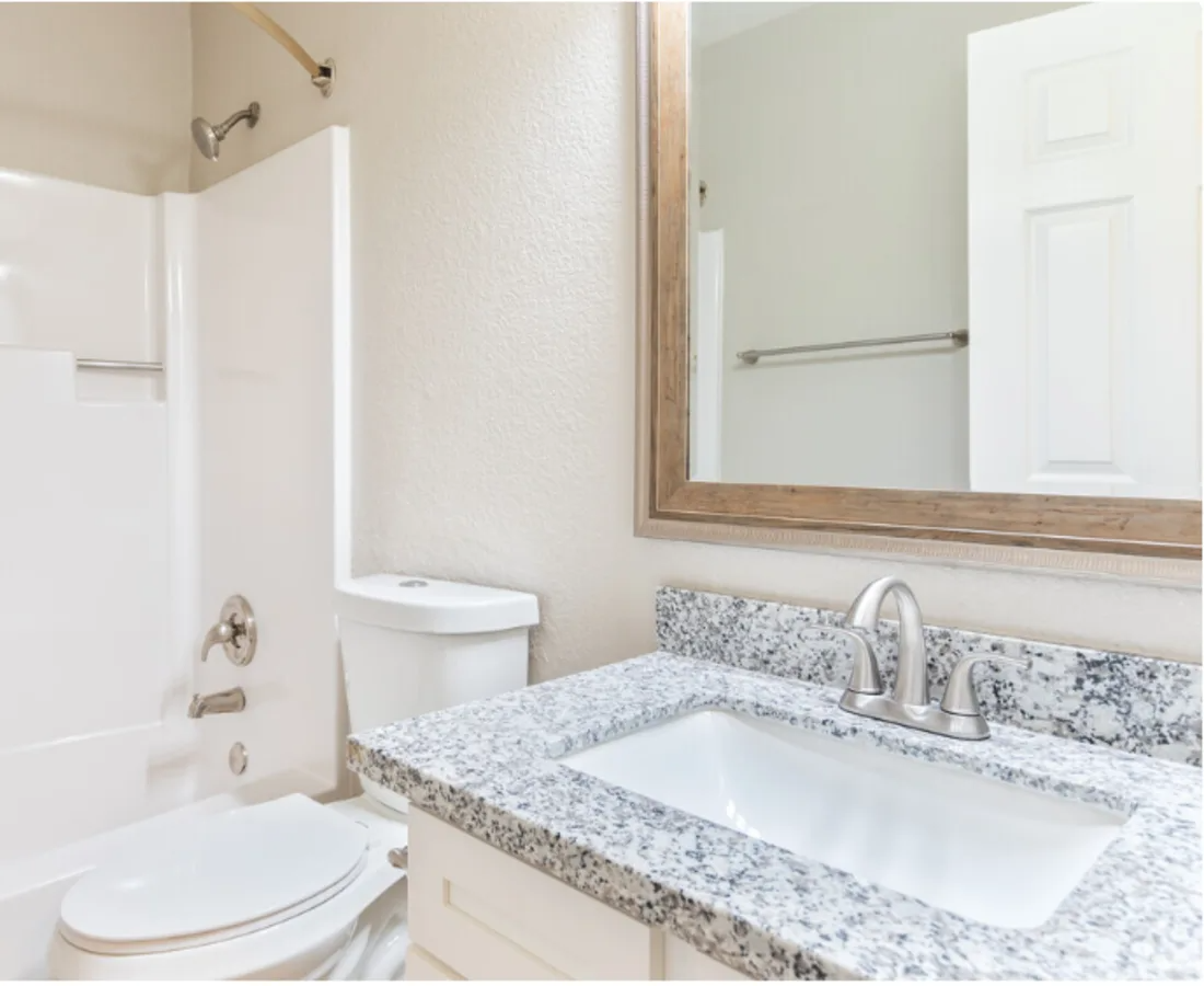 Bathroom with white cabinets