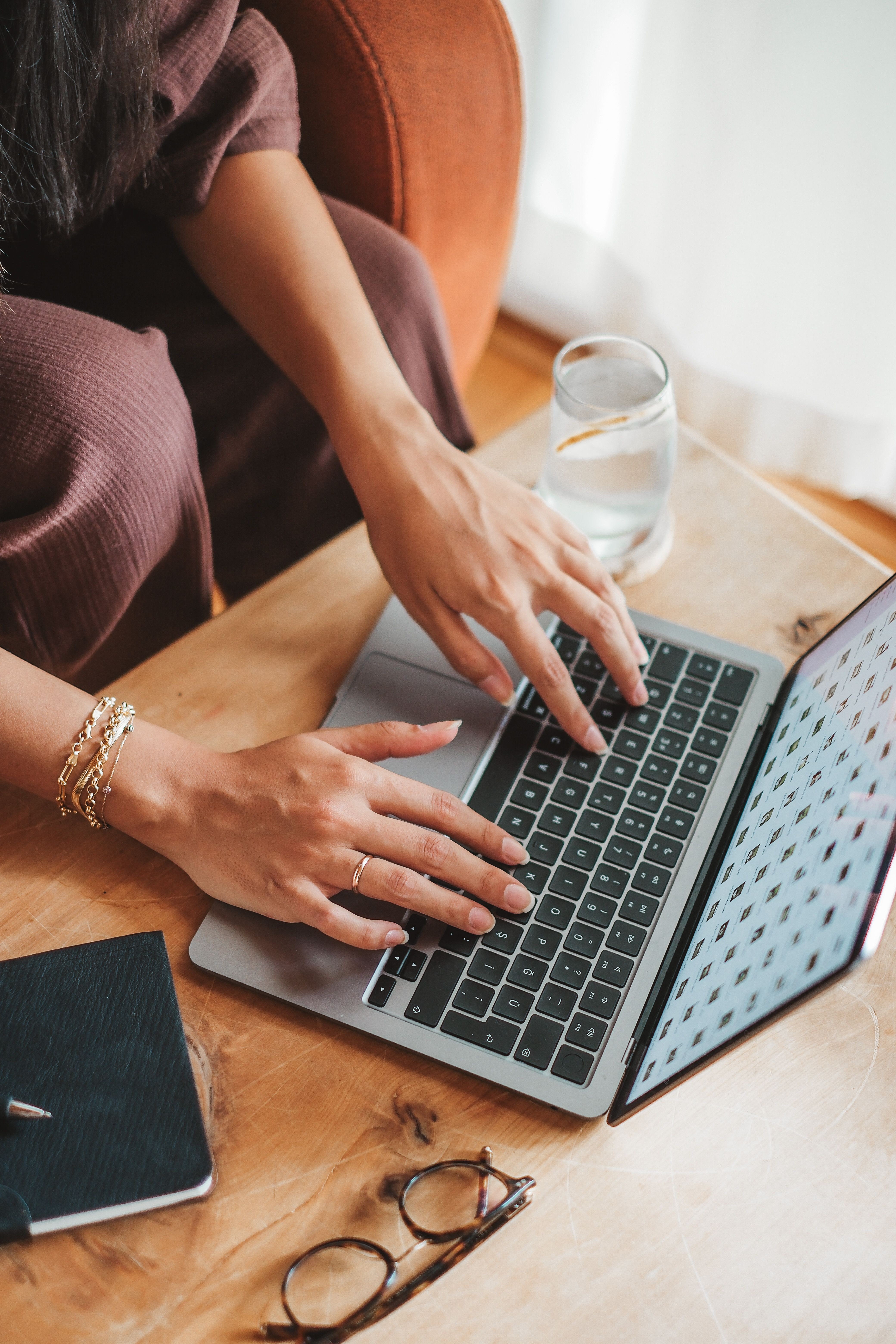 Person on computer stock image