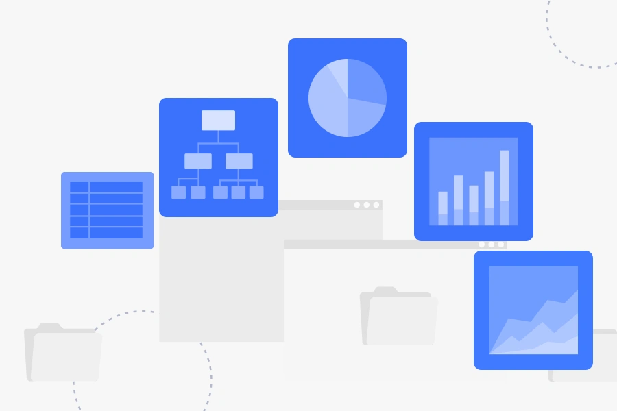 squares showing graphics for stats