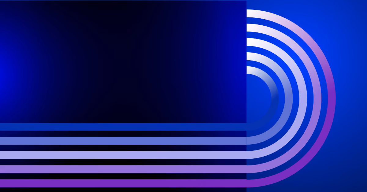 Abstract graphic of interconnected lines converging into circular loops, representing Enate helping regulated businesses achieve their AI ambitions.