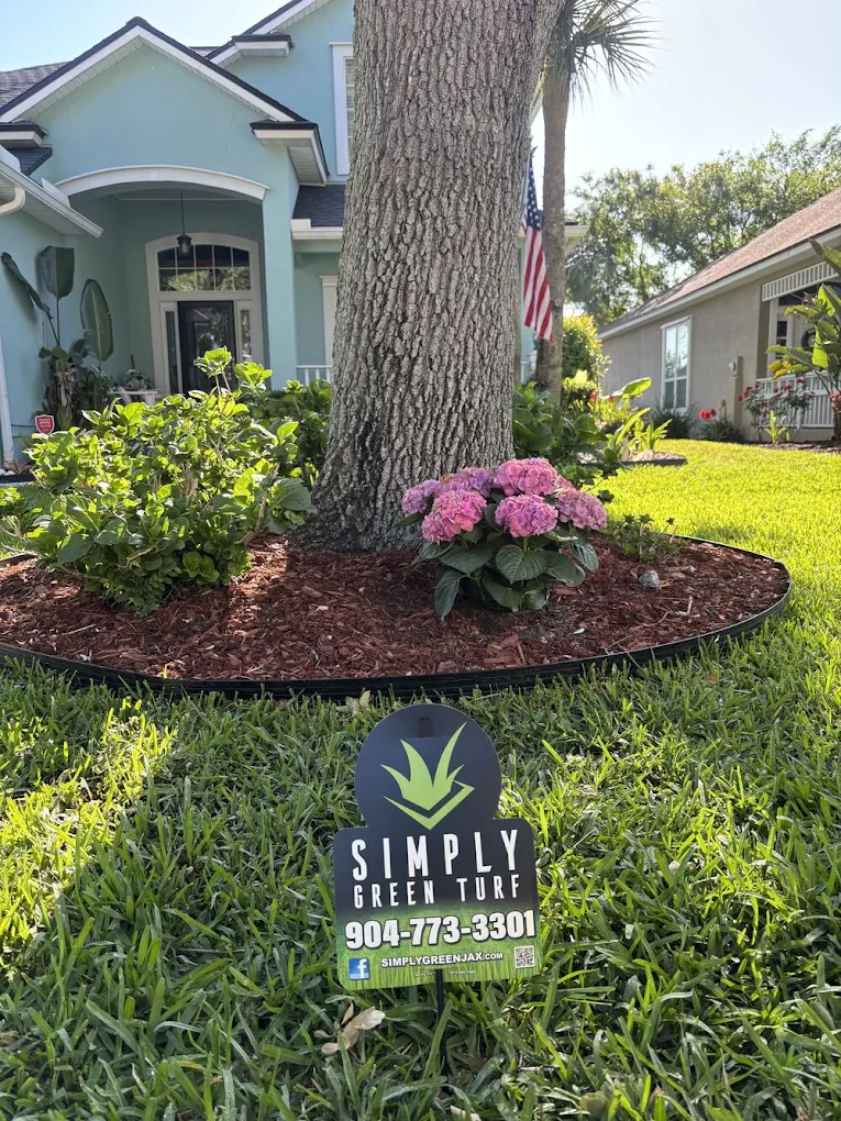 A lawn care professional treating a Florida residential lawn