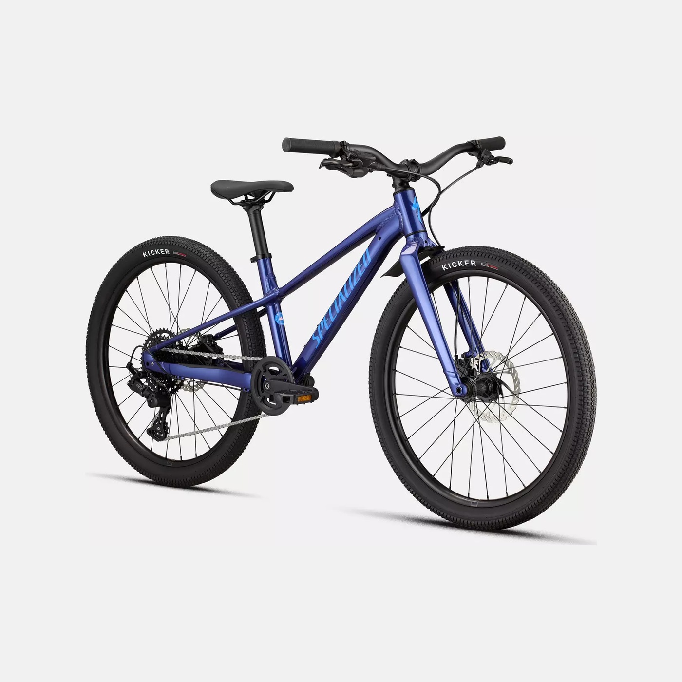 Specialized Riprock 24 kids' mountain bike in majestic blue, three-quarter view