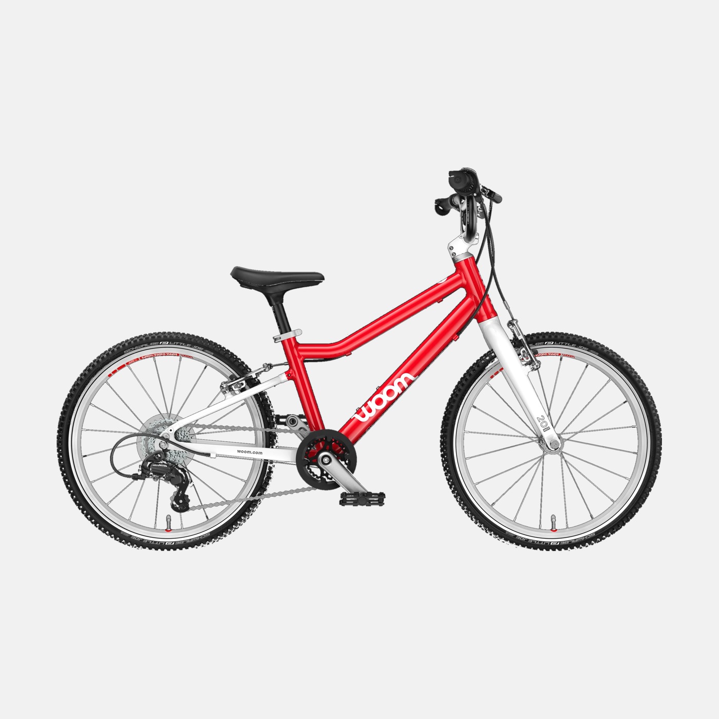 woom GO 4 kids' bike in red, side view