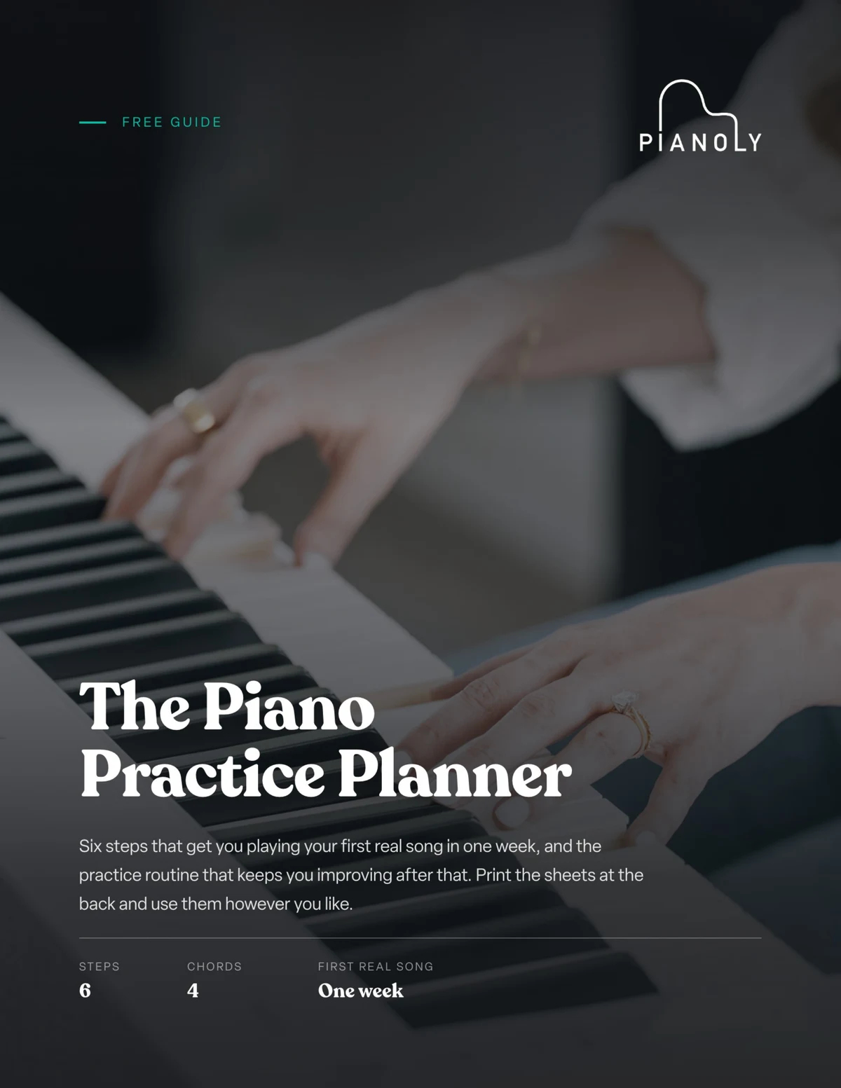 Cover of The Piano Practice Planner free guide from PIANOLY