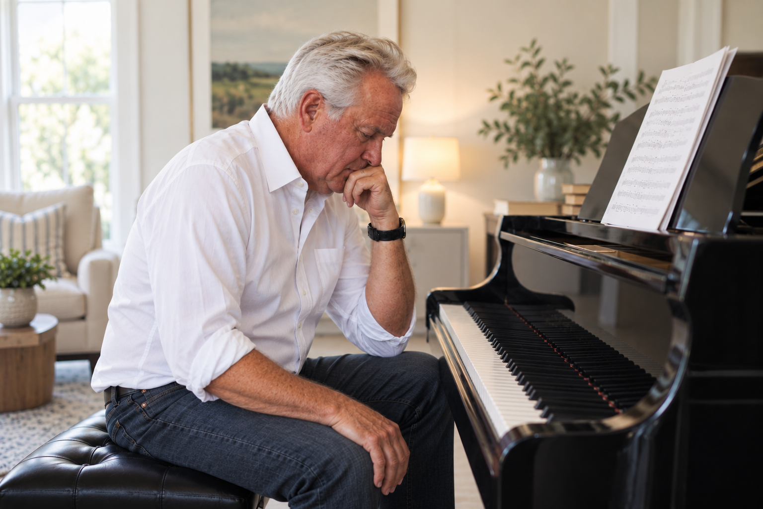 Older man at a piano
