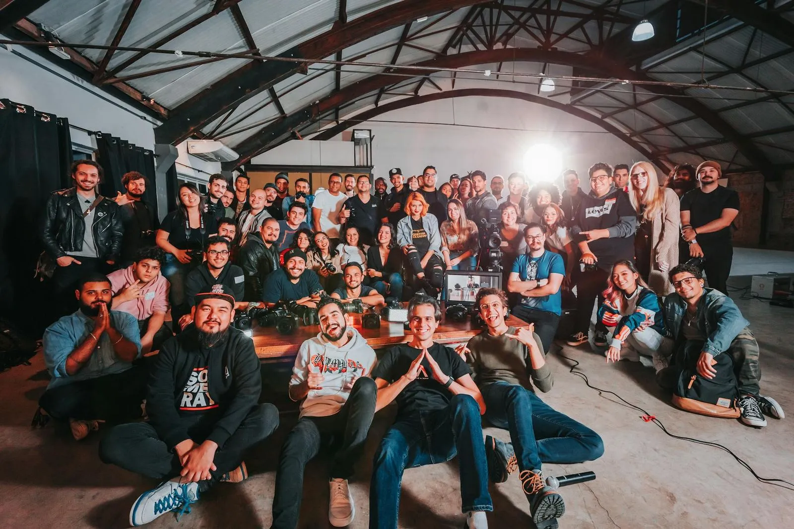 A group of people posing for a picture.