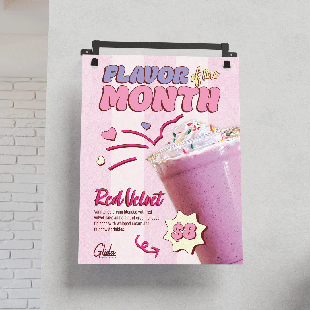 Mock up of a poster featuring the flavor the Month.