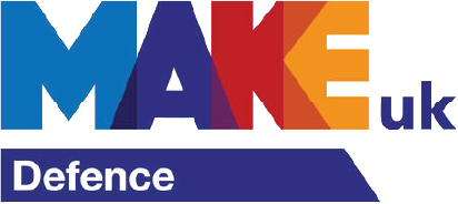 Logo with colorful letters spelling MAKE and smaller text uk, with Defence below in a blue bar.