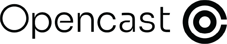 Opencast company logo with stylized target icon on right.